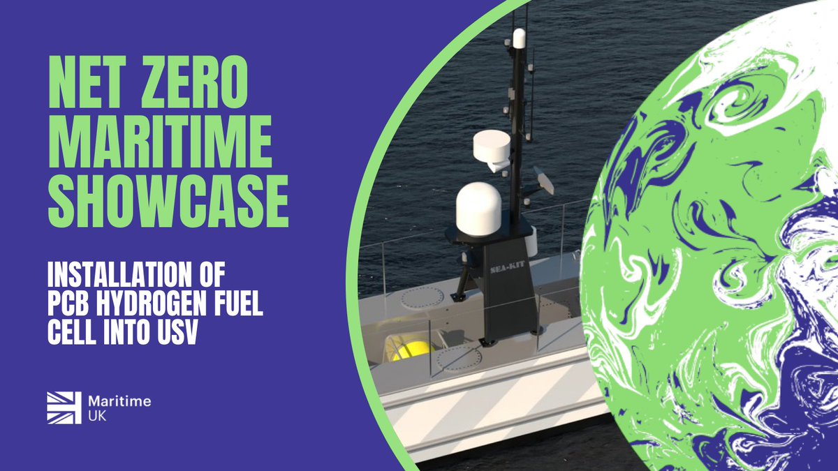 MaritimeUK's tweet photo. 🌎 #NetZeroMaritime Showcase ⚓
@infoseakit will install an innovative PCB-based hydrogen fuel cell, engineered by @BrambleEnergy, on its 12m USV ‘Maxlimer’ and demonstrate zero emission maritime operations.
Read more 👉 https://t.co/E4VJGo3EiE
#MaritimeUK #COP26 https://t.co/1rYgHqGEGG