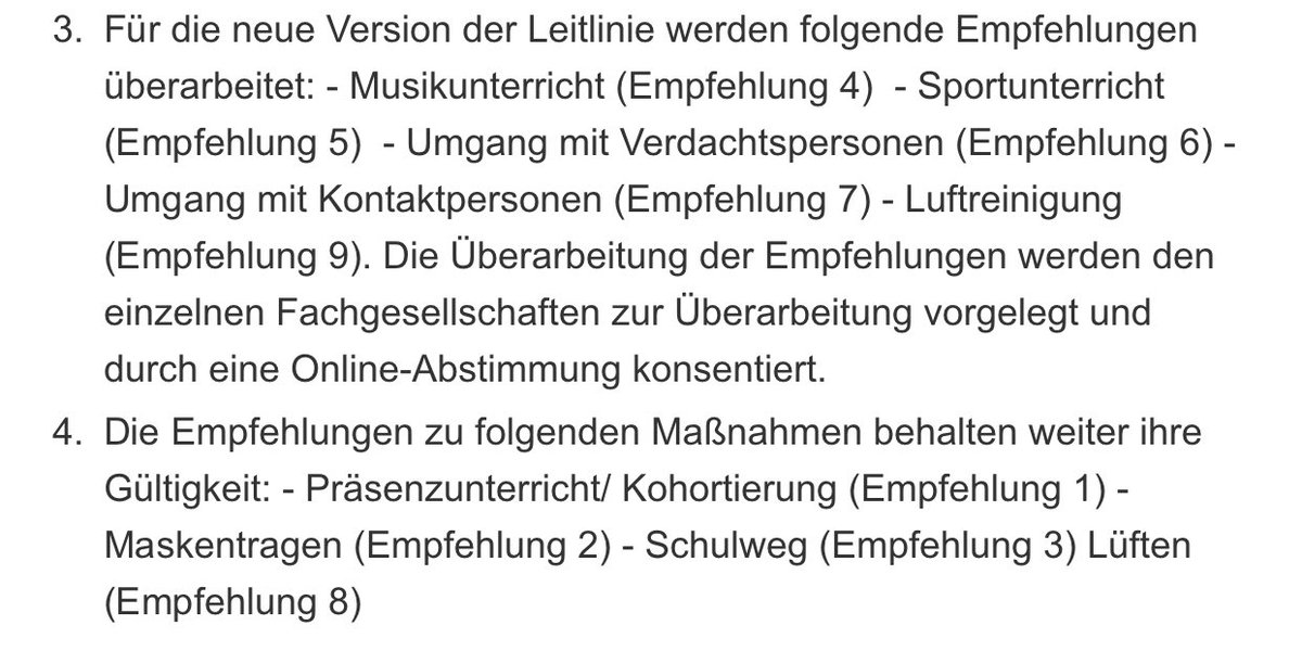 PSHolstein's tweet photo. Laut S3-Leitlinie zu Sars-COV2 in Schulen, die alle maßgeblichen Fachgesellschaften und Institutionen gemeinsam entwickelt haben, wären jetzt Masken UND Kohortierung sowie Halbierung der Klassen nötig. 

Und ja, auch wenn eine neue Version kommt: Dies bleibt gültig. https://t.co/NWYgkyLOXm