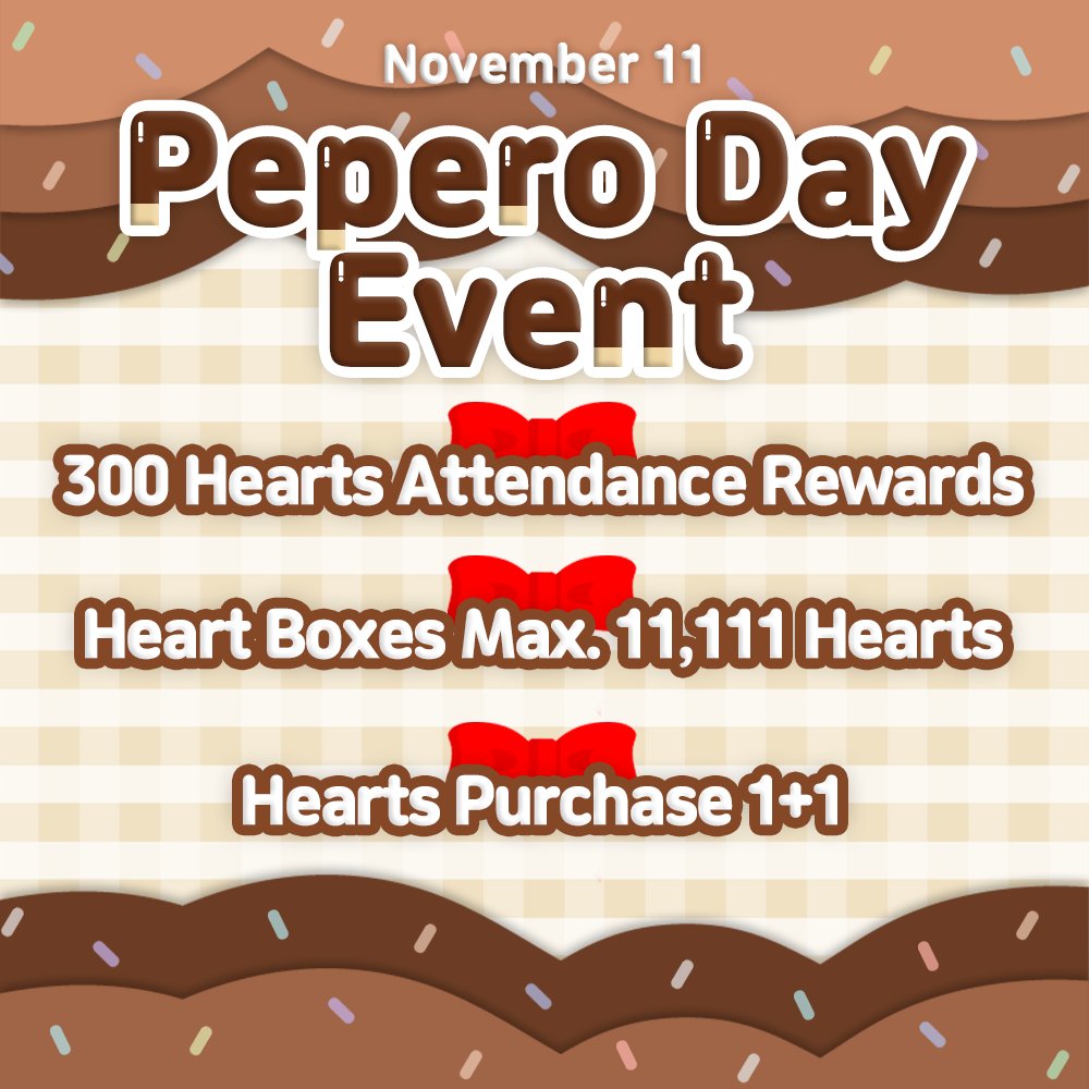 kpopidol_en's tweet photo. 11/11 is Pepero Day in Korea. A day when you show your affection to friends and loved ones💝

We from #CHOEAEDOL love our users, so we have prepared a little something like this for you tomorrow, also a heart event coming up😉

Check the in-app event board for more detail👀 https://t.co/Grp9omDL3Q