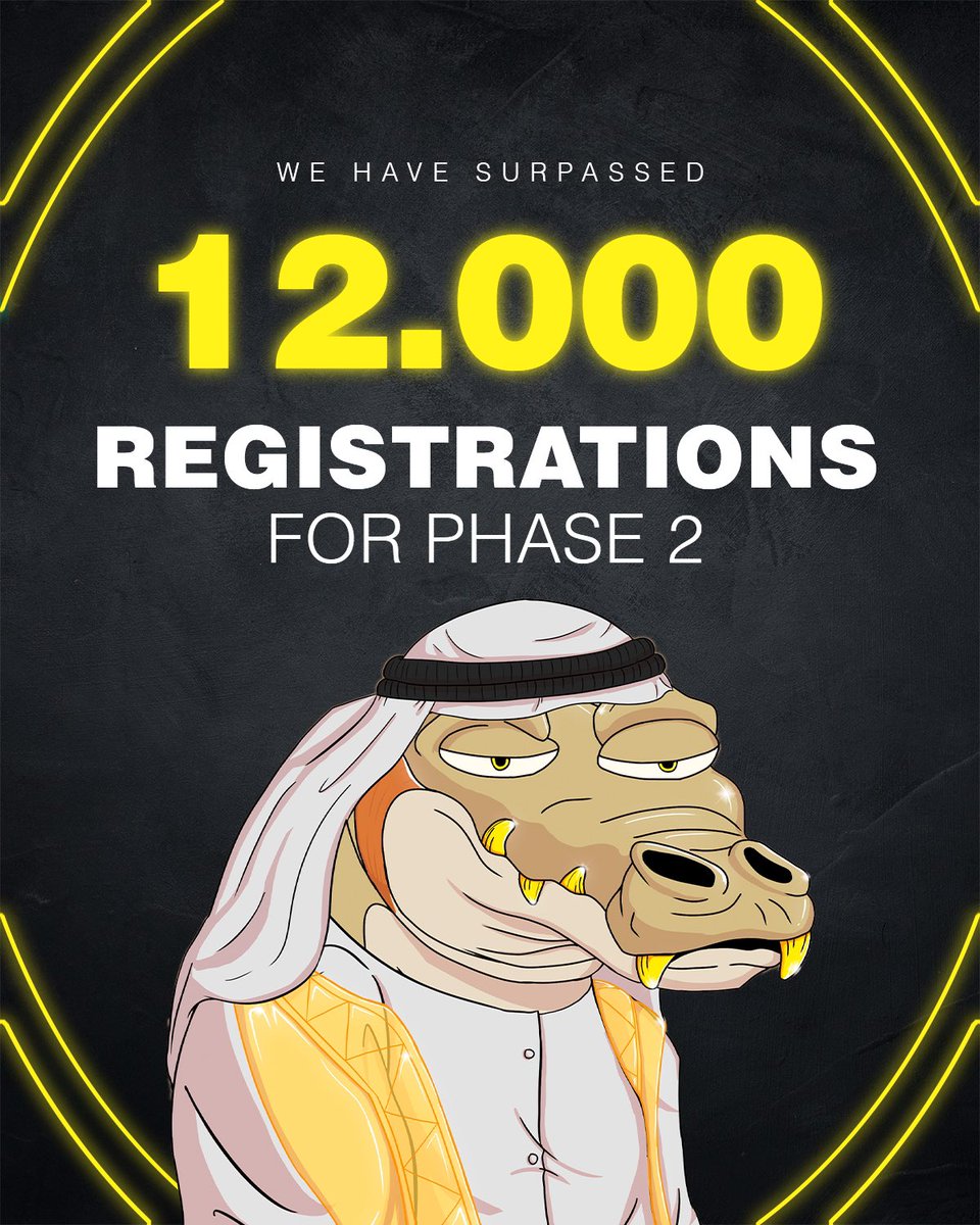 12000 Registrations to mint on phase 2🥁
As a gift we’re giving away one croc to a random guy in the community, to participate you need to join our Discord discord.gg/3r5MdtamxK

#nft #nfts #nftcollector #nftartist #nftcollectors #nftart #nftcollectibles