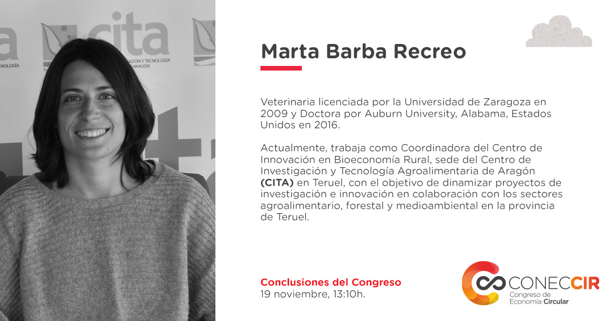 El Congreso de Economía Circular de Teruel, #coneccir, llegará a su fin el viernes 19. Sus conclusiones serán recogidas por Marta Barba de <a href="/CITAAragon/">CITA Aragón</a>.
Inscripciones e información:
coneccir.crnambiental.es
Formato presencial y online. 
#economiacircular #sostenibilidad 
<a href="/GobAragon/">Gobierno de Aragón</a>