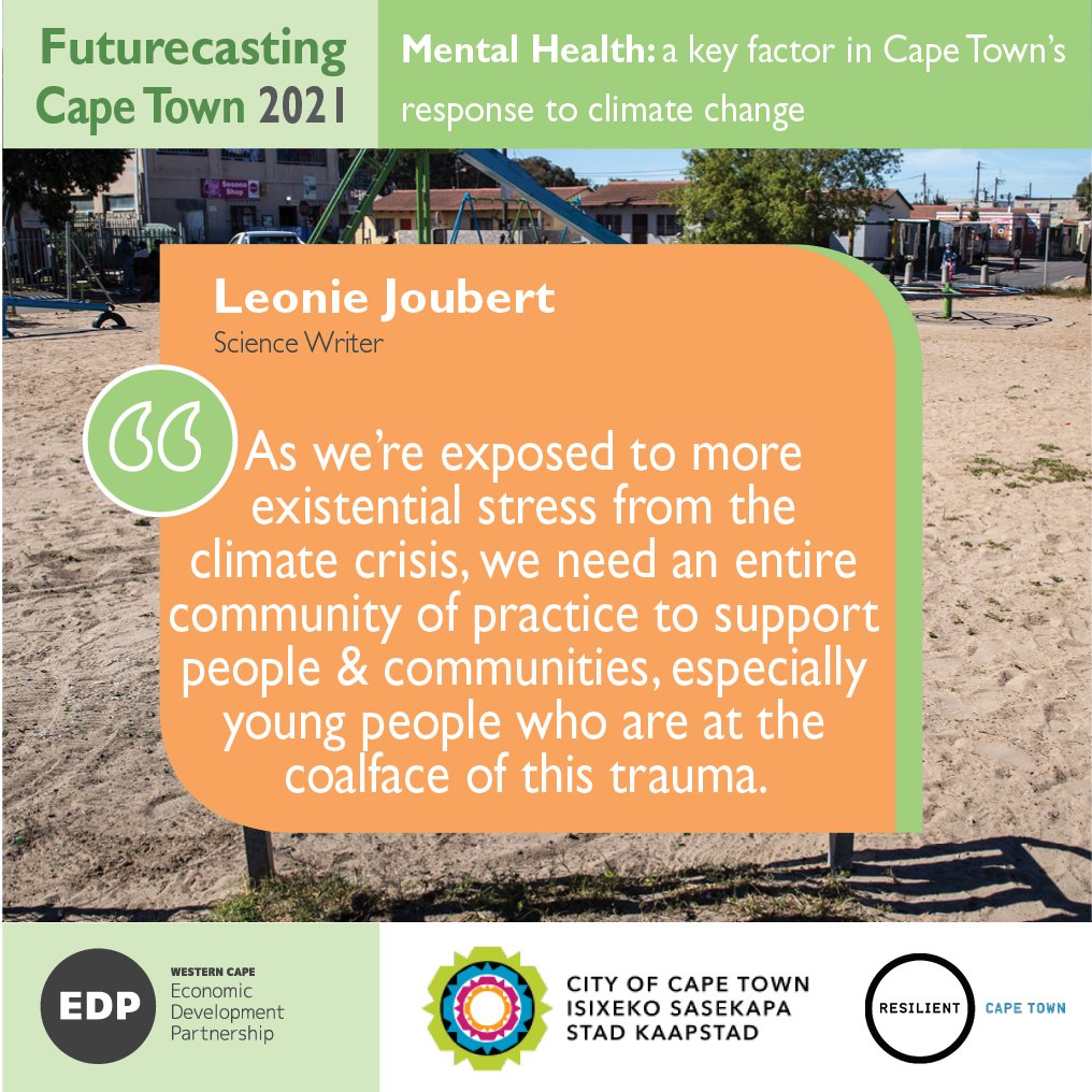 WCEDP's tweet photo. THIS FRIDAY: Climate change is causing huge distress among young people worldwide. What can cities like Cape Town do to support mental health? Join our #futurecastingct event on 12 Nov 10am-11:30am More info | register: https://t.co/snxgtaJXup #mentalhealth #ecoanxiety #COP26 https://t.co/cDDi1O9piF