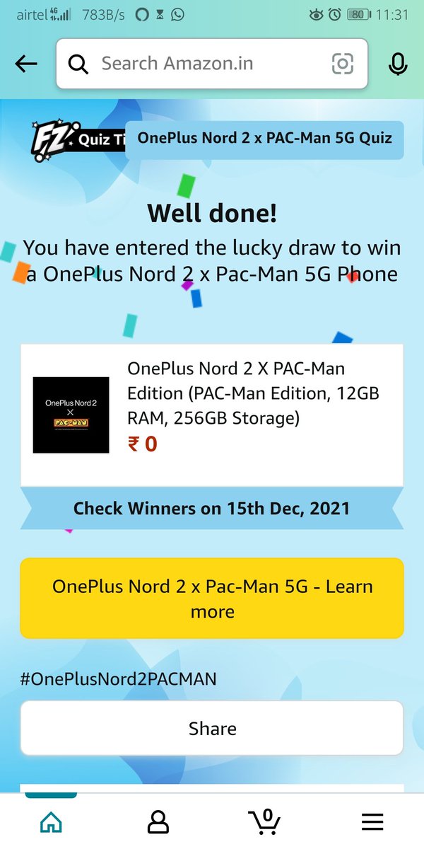 cavynsandeep's tweet photo. @amazonIN @OnePlus_IN 
#AmazonMobileInsider
#OneplusNord2Pacman 

My entry to one plus Nord 2 Pacman lucky draw https://t.co/Ve2vcDFPZ8