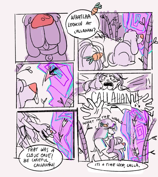 Here's a sketchy comic from @TinaKitten `s lovely stream today!! It seems C!Tina and her dog have stumbled across something strange… #dsmp #talesfromthesmpfanart #karljacobsfanart #tinakittenfanart #dsmpfanart 
