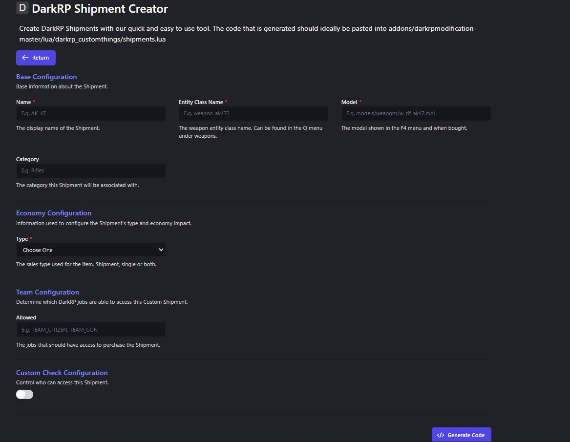 yourdevtoolsCom's tweet image. The new Gmod shipment creator is live now on yourdevtools.com  Make sure to check it out!