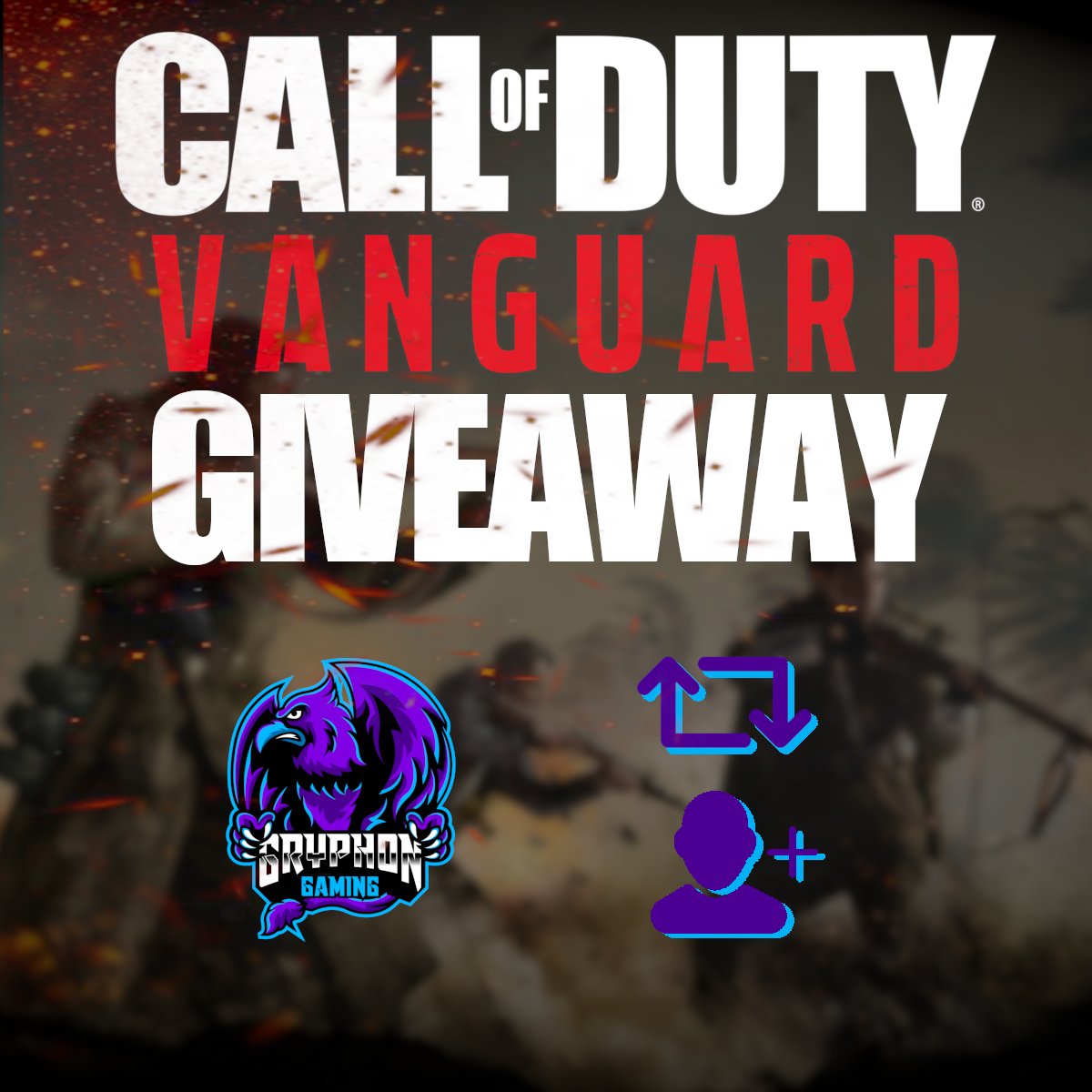 GryphonGaming_'s tweet photo. GIVEAWAY TIME! 

We are giving away a free copy of Call Of Duty: Vanguard in 24 hours! 

To win all you need is to:

Like and retweet this tweet ✅
&amp;
Follow us 🟪🟦

That's it! Good luck everyone!
#Giveaways https://t.co/ONVdEAi9MX