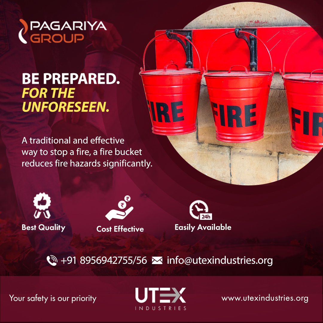 utex_industries's tweet image. The fire bucket is one of the oldest form of fire protection in the world. They are easy to use.Designated buckets are filled with  sand  then dumped on the fire in order to smother it. To buy good quality fire buckets, contact us- +91 8956942755/56

#firebucket  #UTEXindustries