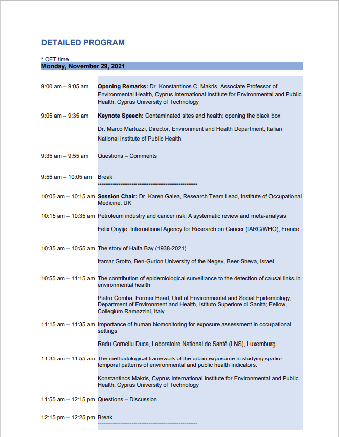 CII_CY_Health's tweet photo. 🔰The program of the International Exposome Conference 2021 is now available! Check it out here: https://t.co/Vcqol0u04g #exposome #health #industrial #conference https://t.co/fhNIpJIpHf