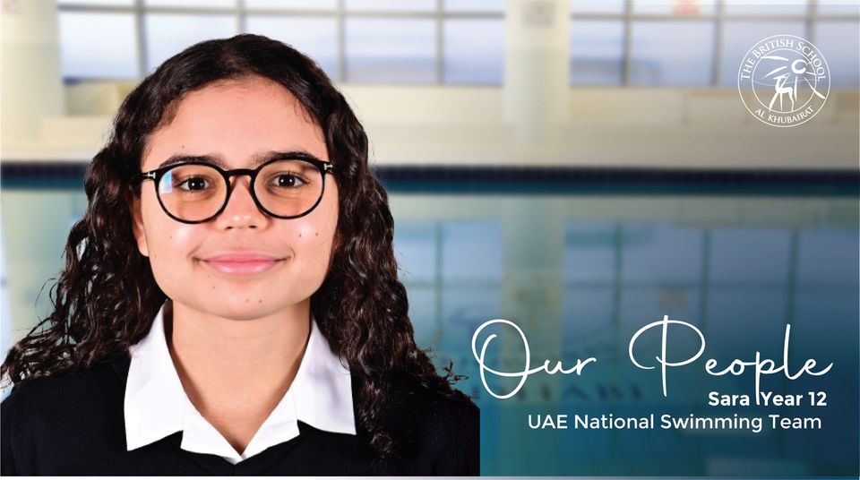 BSAKAbuDhabi's tweet photo. Congratulations to Sara Y12, who recently swam at the Arab Swimming Championships in the UAE National Swimming Team. She won Gold in the 200m Freestyle, Silver in both the 100m Butterfly and 50m Breaststroke and Bronze in the 400IM. Well done Team UAE and Sara! #BSAKOurPeople https://t.co/7Xey9MzcM4