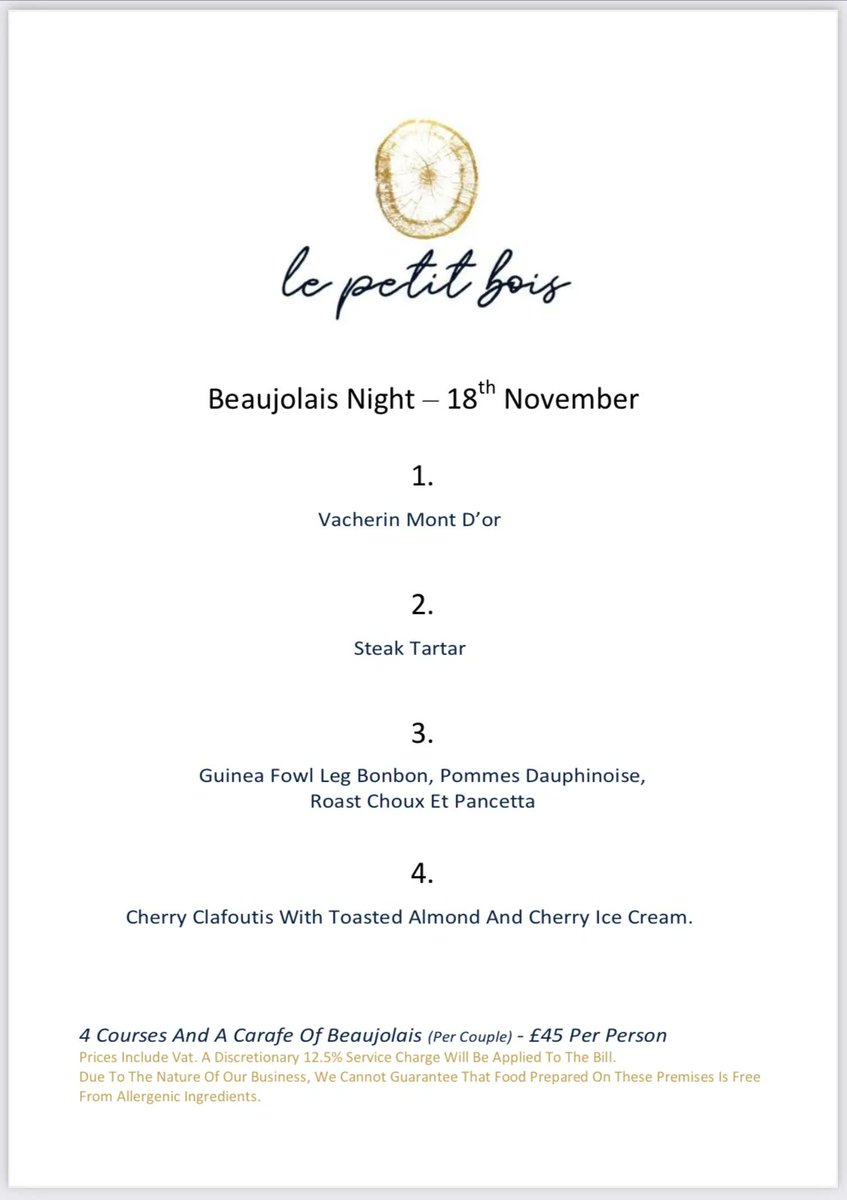 LPBmoseley's tweet photo. B e a u j o l a i s 🍷
Join us for a super #Beaujolaisnouveau night on Thursday the 18t November. Enjoy a 4 course dinner and a carafe of Beaujolais for only £45 per person. 

Bookings are open - LINK IN OUR BIO!

#wine #winelover #france #vin #lyon #winetasting https://t.co/zbHxWwHkpt