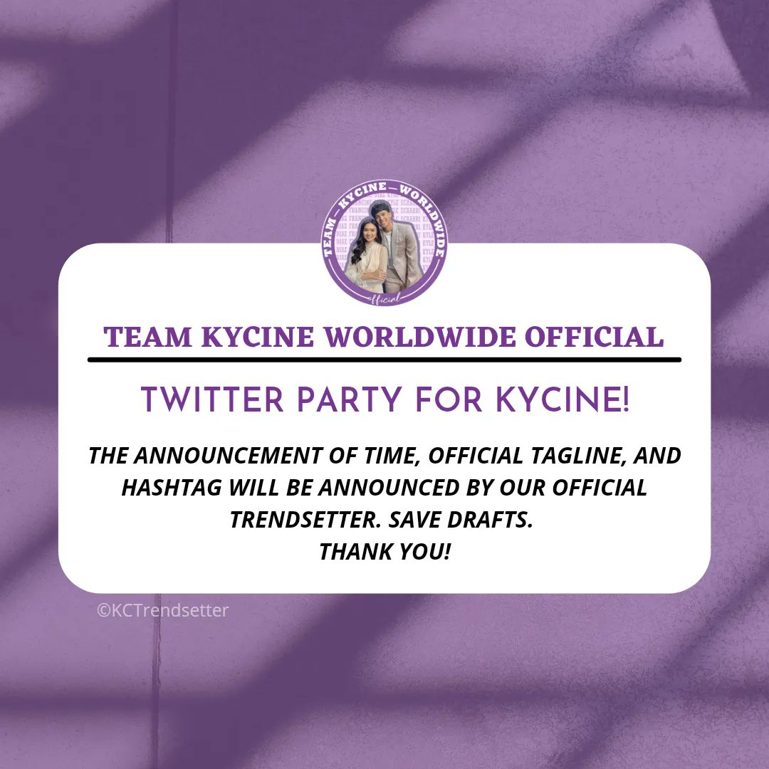 WorldwideKyCine's tweet photo. Good afternoon!

See you again later from 07:00pm to 10:00pm  for #KyCine's HKM Episode 💜

#KyCine | KyCine
@kyle_echarri @francinecarreld https://t.co/GkDS6fvxbT