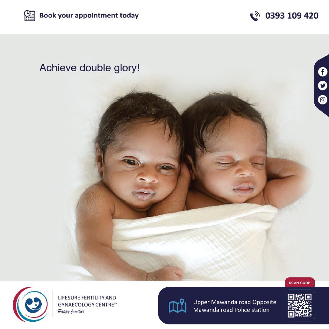 LifesureC's tweet photo. Your dream to achieve double glory is possible!
Conceiving twins is now a reality at LifeSure Fertility & Gynaecology Center.
Find us at Upper Mawanda Road opposite Mawanda Road Police Station.
#HappyFamilies #DoubleJoy #Twins #BabyBumpAlert #wednesdaythought https://t.co/un1fM4s8Of