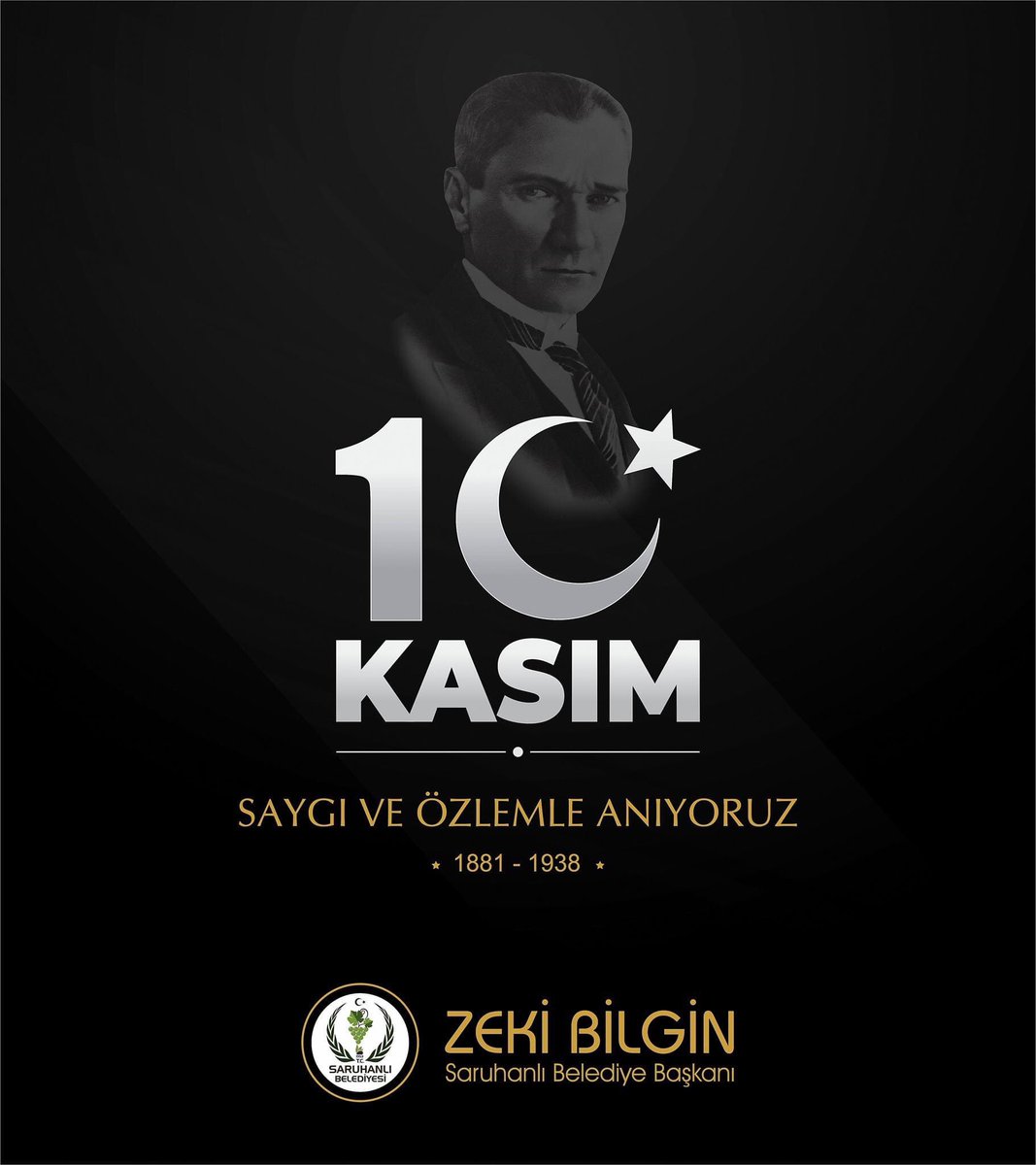 Askeri ve siyasi dehasıyla Türk ve dünya tarihine adını altın harflerle yazdıran, Cumhuriyetimizin kurucusu Ulu Önder Gazi Mustafa Kemal Atatürk'ü ebediyete intikal edişinin 83. yılında saygı, rahmet ve özlemle anıyorum.

#10kasım

Zeki Bilgin
Saruhanlı Belediye Başkanı