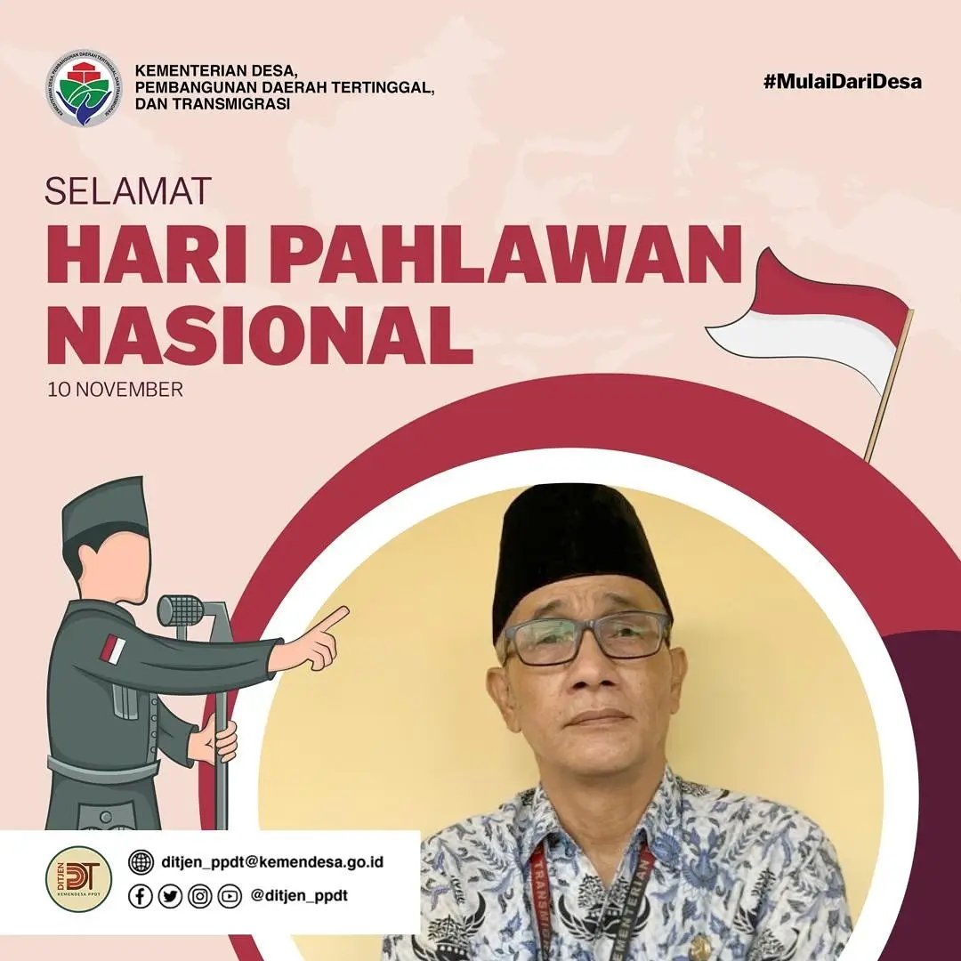 hd_poerba's tweet photo. Semangat berjuang, berkarya meneruskan perjuangan para pejuang negara kita. Selamat memperingati Hari Pahlawan 2021.

#HariPahlawan2021 #pahlawankuinspirasiku #DitjenPPDT #SDGsDesa #DesaMajuIndonesiaMaju https://t.co/KpzTaGeS4l