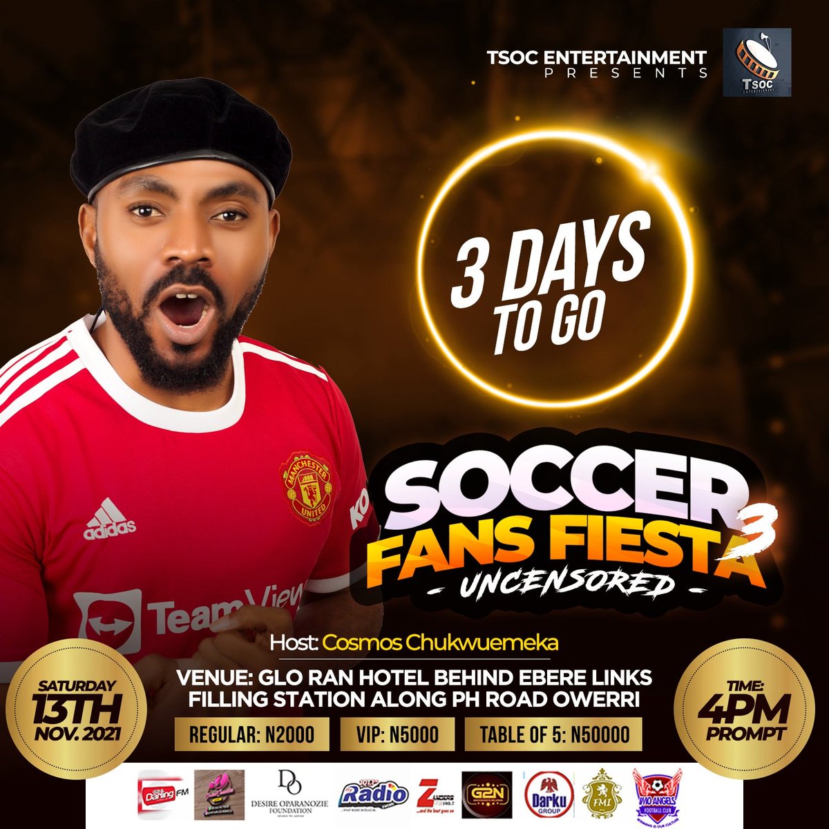 Soccerfiesta1's tweet photo. The countdown continues...3days to go 💯💯
The fire is building up 💥🔥🔥
Go grab your tickets 🎟️
#SoccerFansFiesta3 #SFF3Finals https://t.co/x81Ijkc91Q