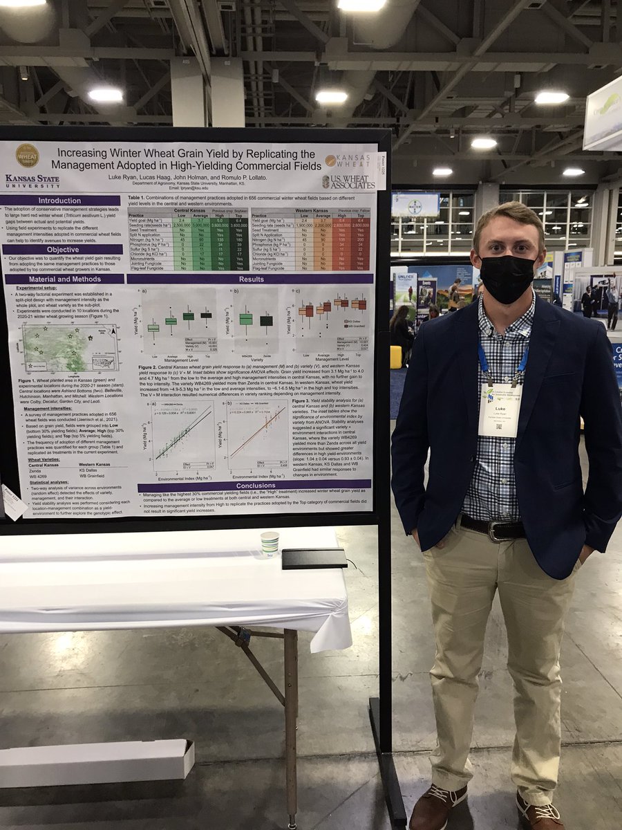 KSUWheat's tweet photo. @lpryan24 who is a MS student at @KSUWheat program at @KStateAgron presenting first year of data on his research, replicating what #wheat growers are doing in their own fields to maximize yields. @cropsssa C3 MS student competition! Thanks @KansasWheat for the support! https://t.co/x6EdnMG6TM