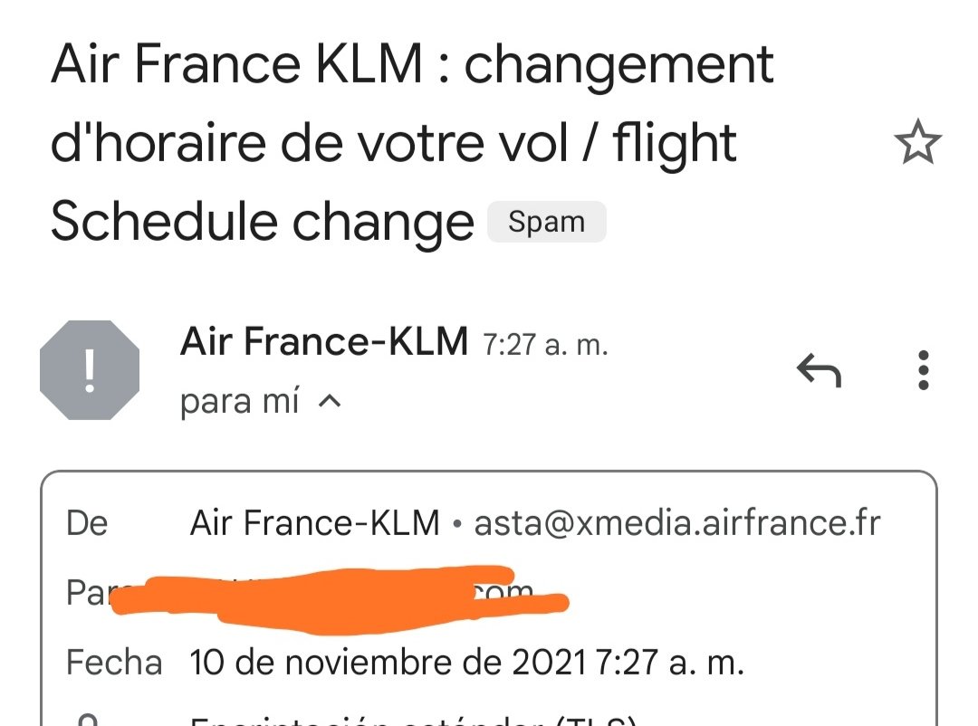 Des arnaqueurs utilisent les bases des données <a href="/airfrance/">Air France</a>. Soyez vigilants avec les mails qui notifient des changements d'horaires (ils avaient ma réf de réservation). L'adresse mail xmedia c'est pas rassurant.