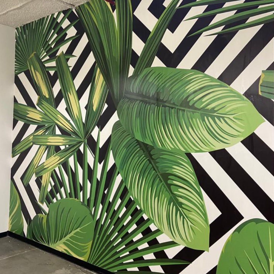 artifold's tweet photo. Bare walls? Not on our watch.

#Wallpapers are an effortless way to bring depth and #Positivity to a space. For Ola's HQ in #Bangalore, we customised this print to #Rejuvenate their employees through the day! 🌿

DM us to bring your #Office to life. https://t.co/K5NB0Iiie6