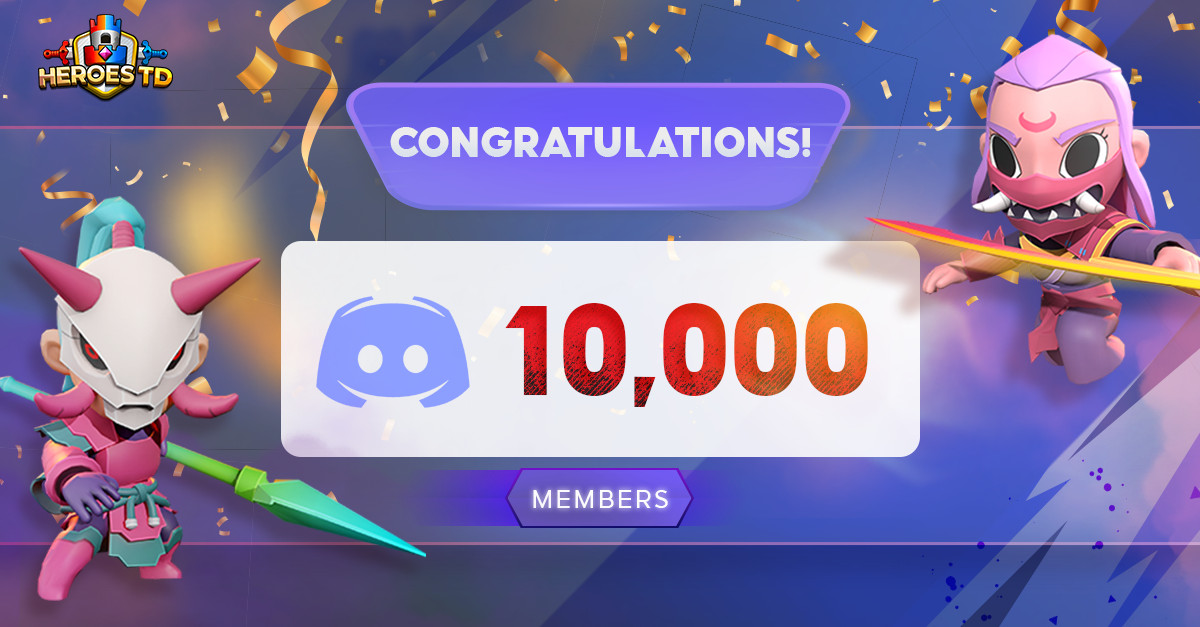 Heroes TD is delighted to announce that we have officially hit 10,000 members on Discord channel!
👉 JOIN HTD DISCORD: DSC.GG/HEROESTD
#heroestd #nftgame