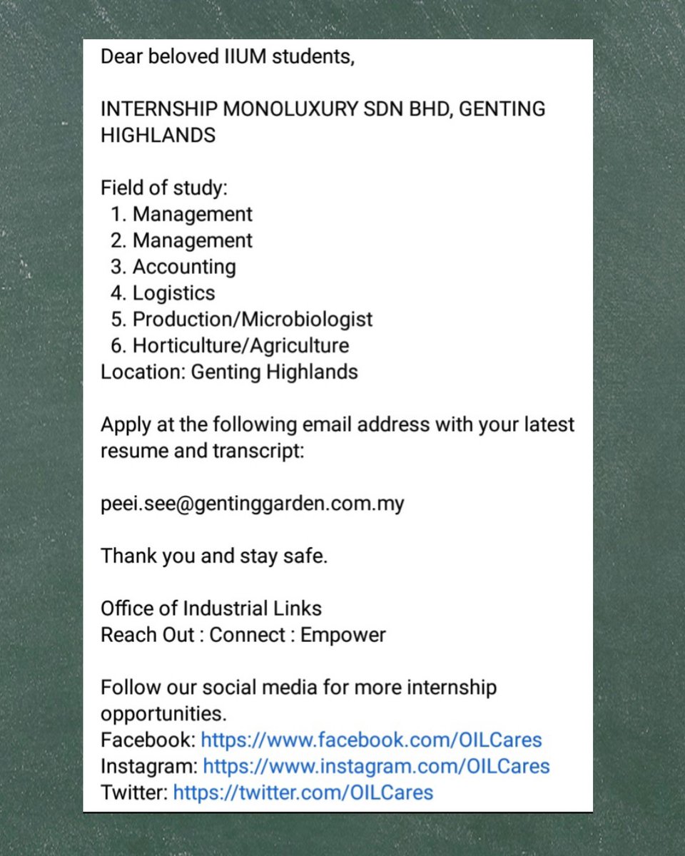 Office of Industrial Links IIUM (@oilcares) on Twitter photo 