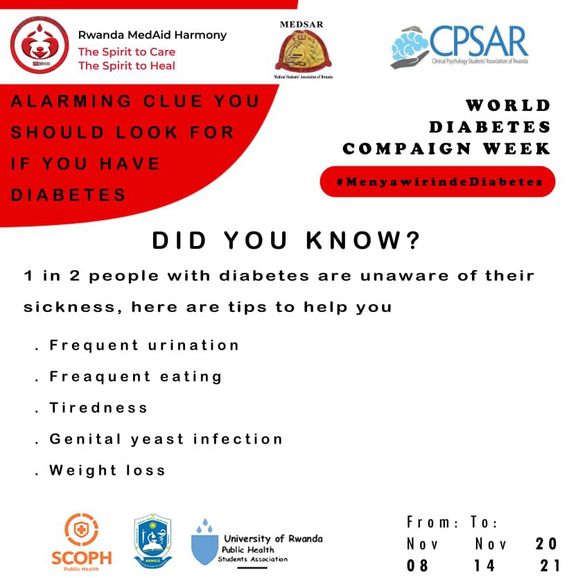 ScophRwanda's tweet photo. « Access to diabetes care »
#WorldDiabetesDay2021 
Awareness week campaign #Day3 https://t.co/7zFTw46PgX