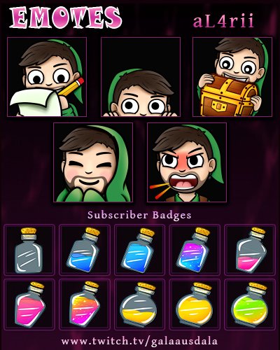 Emotes und Badges für @aL4rii erstellt. #emoteartist #emotes #twitchemotes