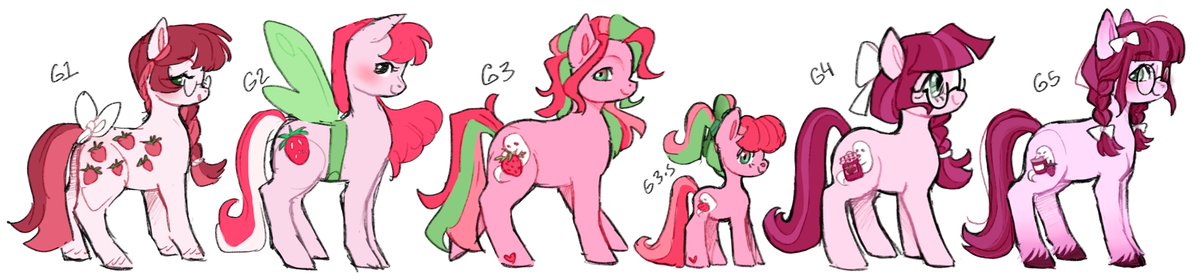 sp00kberry's tweet photo. my ponysona but with each gen's style in mind https://t.co/AHYhgRIv7W