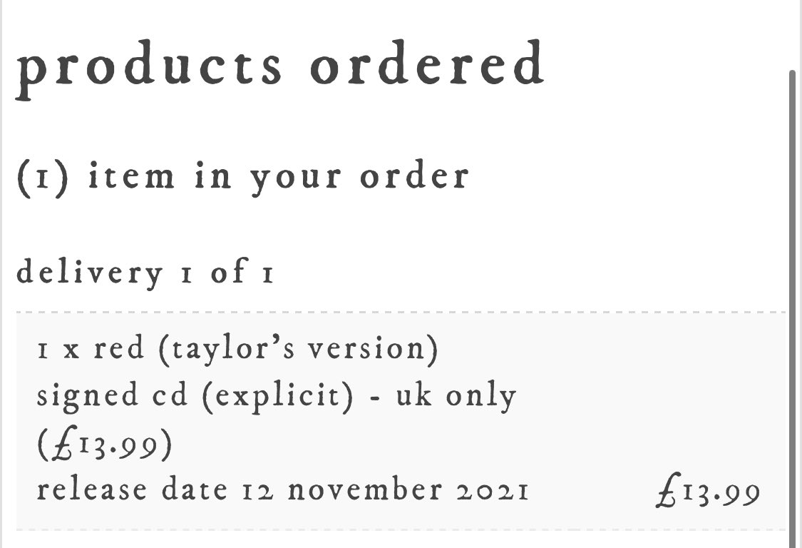cagedmecrazy's tweet photo. 🚨SIGNED CD GIVE AWAY🚨 

Since there are still SIGNED Red (Taylor’s version) CDs on the UK store… I have decided to give away a signed cd to one lucky winner! 

🌎 Open internationally
🗓 Closes 19th November

🍂GOOD LUCK!🍂
(conditions in the thread below)
#RedTaylorsVersion https://t.co/7VvGIzu1OF