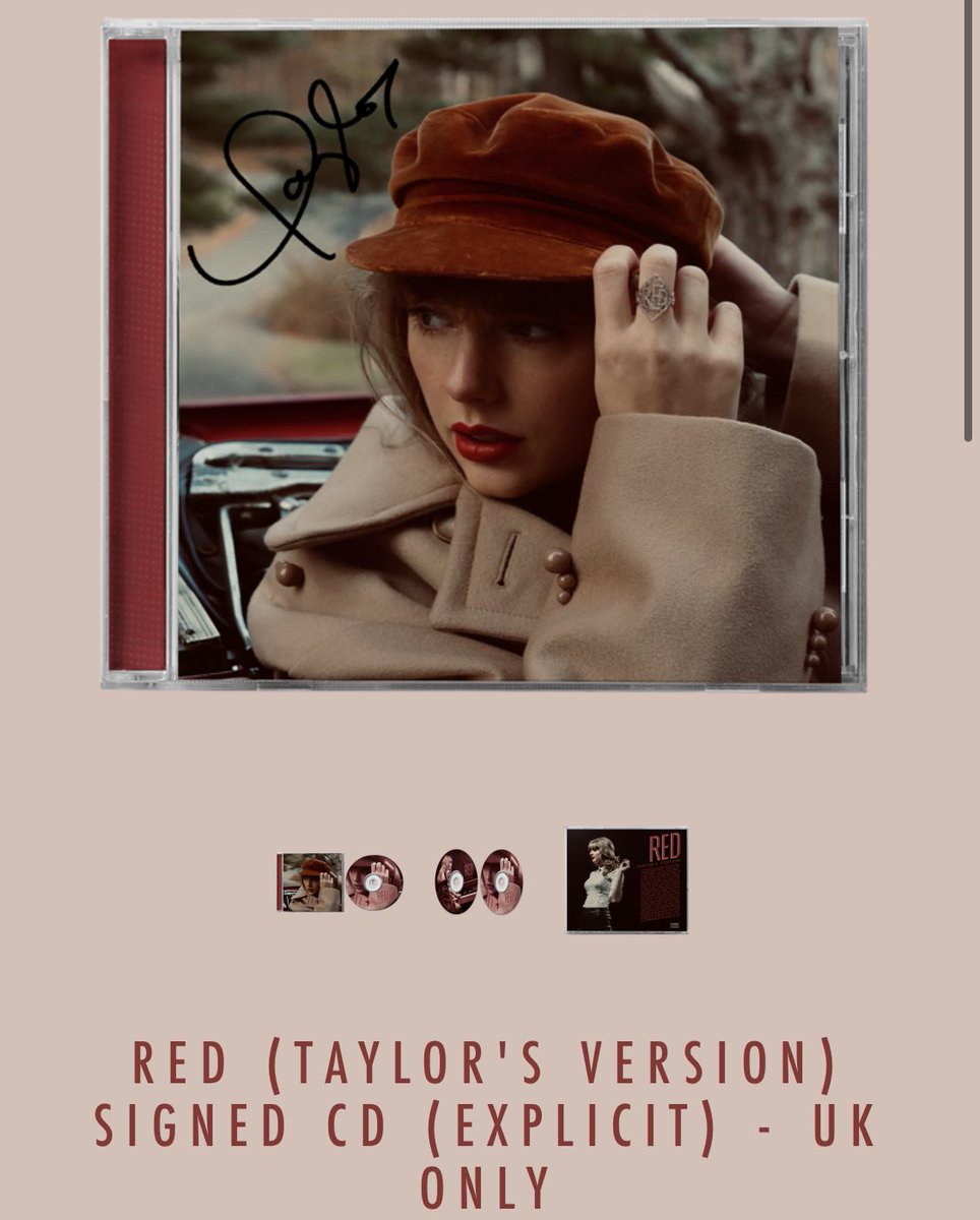 cagedmecrazy's tweet photo. 🚨SIGNED CD GIVE AWAY🚨 

Since there are still SIGNED Red (Taylor’s version) CDs on the UK store… I have decided to give away a signed cd to one lucky winner! 

🌎 Open internationally
🗓 Closes 19th November

🍂GOOD LUCK!🍂
(conditions in the thread below)
#RedTaylorsVersion https://t.co/7VvGIzu1OF