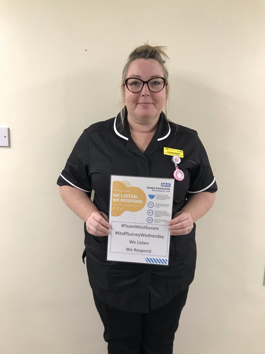 holliejp's tweet photo. On #StaffSurveyWednesday in @nhs_scft #TeamWestSussex we want to hear from every single member of the team. Meet @LouiseSalvi who is continuing to spread the word across our teams and support everyone to #HaveTheirSay https://t.co/oWWWPyLI3E