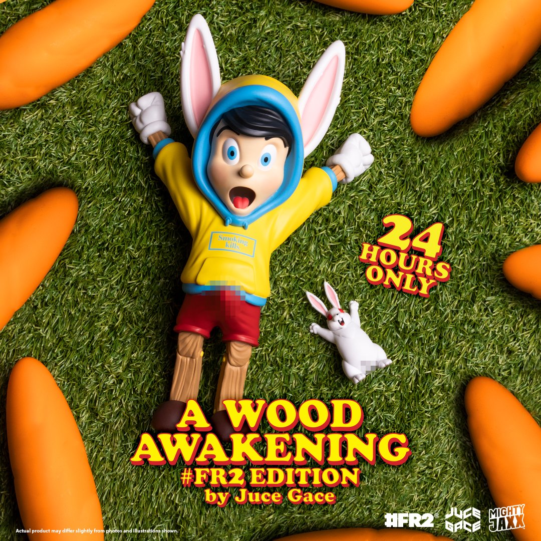 MightyJaxx's tweet photo. 🐇He’s here with rabbit ears and tail, sick @fxxkingrabbits drip, and a new friend! A Wood Awakening: #FR2 Edition by @juce_gace is available now for 24 hours only: https://t.co/BFo2J803e3

#mightyjaxx #fr2 #jucegace #awoodawakening #awa #arttoy #collection #collectible #figurine https://t.co/iAMk0kWFBl