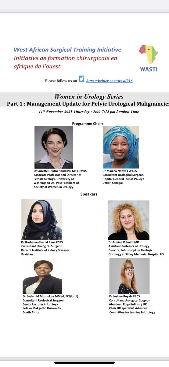 mzaslam77's tweet photo. Please join me tomorrow with chairs Dr Suzette Sutherland and Dr Medina Ndoye for an All Women Panel webinar on Pelvic Urological malignancies. Inspire, Empower and Advance !!! https://t.co/PUJQG8b9LR