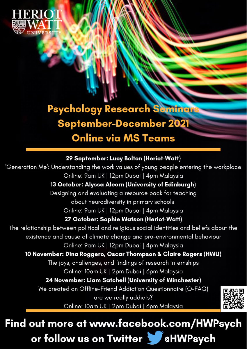 HWPsych's tweet photo. Today’s research seminar: Dina Roggero, @OscThompson and @ClaireRPsych (@SMRCResearch) “The joys, challenges, and findings of research internships". Online 10 November: 10am UK, 2pm Dubai, 6pm Malaysia. Details at https://t.co/hbg0JjVd84 https://t.co/l5QswHaHVh