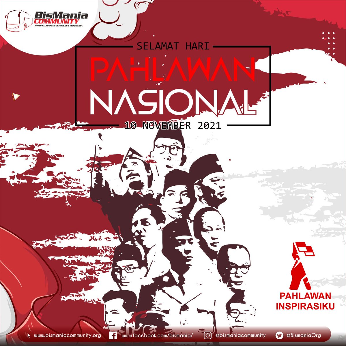 "Pahlawanku Inspirasiku,
Bangsa Yang Besar adalah Bangsa yang menghormati jasa para Pahlawannya, Perjuangan belum berakhir mari perkokoh persatuan untuk membangun negeri"

#bismaniacommunity
#jalanrayamilikbersama
#ayonaikbis
#sejatinipunseduluran