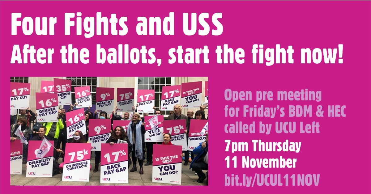 UcuLeft's tweet photo. 8 reasons to oppose Jo Grady’s proposed #FourFights &amp; #USS strategy - https://t.co/y5xczXXCZP
Come to Thursday night’s meeting in advance of Friday’s Branch Delegate Meeting and HEC.
7pm Thu 11 Nov
https://t.co/k2TGWIaD2s
 #OneOfUsAllOfUs #strikeforuss https://t.co/WsQi0ByJCw