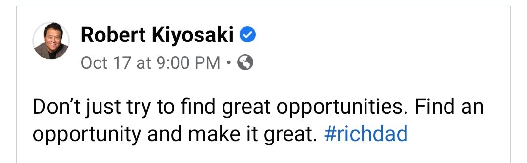 Fyzee26's tweet photo. "Only a person with a winner's mindset can make any resource an opportunity".
#RoberKiyosaki #leadership #opportunity #onlyonechance #learning #richdad https://t.co/gbq2TKi3YP