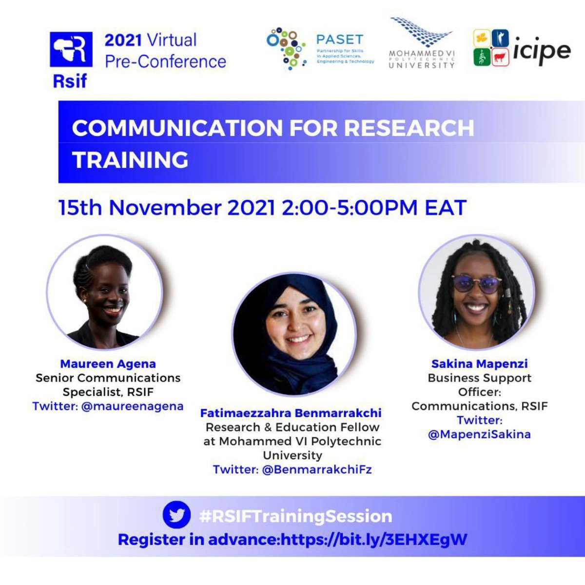 MapenziSakina's tweet photo. Save the date! Don’t forget to join the #RSIFTrainingSession by @maureenagena, @BenmarrakchiFz and I on 15th Nov from 2pm EAT https://t.co/6pVozszwno