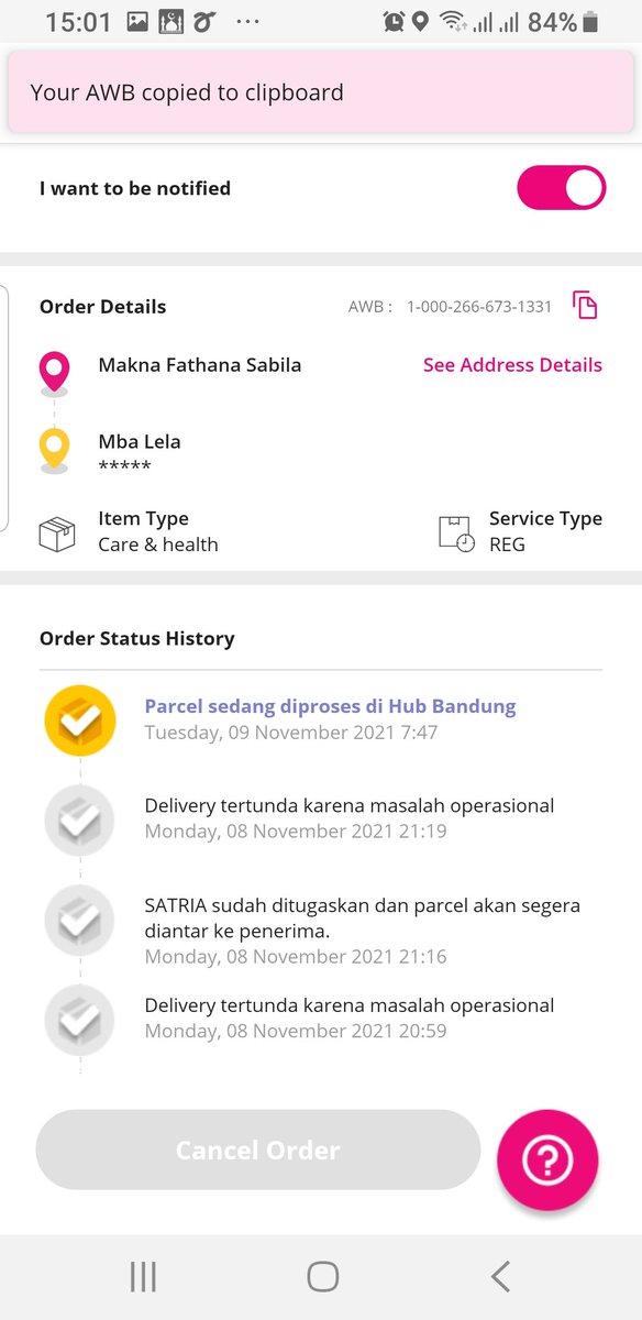 faamakna's tweet photo. @anteraja_id gimana ni ceritanya, paket tujuan ke jakarta timur, malah nyasar ke bandung. https://t.co/uvloKZQeb1