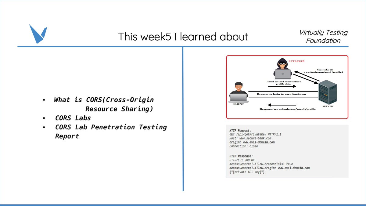 rohitasvapt's tweet photo. As an intern at @VTFoundation   I learned in this week following topic in Penetration Testing:
>About CORS vulnerability
>CORS labs Practice
>CORS impact and Prevent

#vtfoundation #vtfoct2021 #internships #cybersecurity https://t.co/zYVajiUzGq
