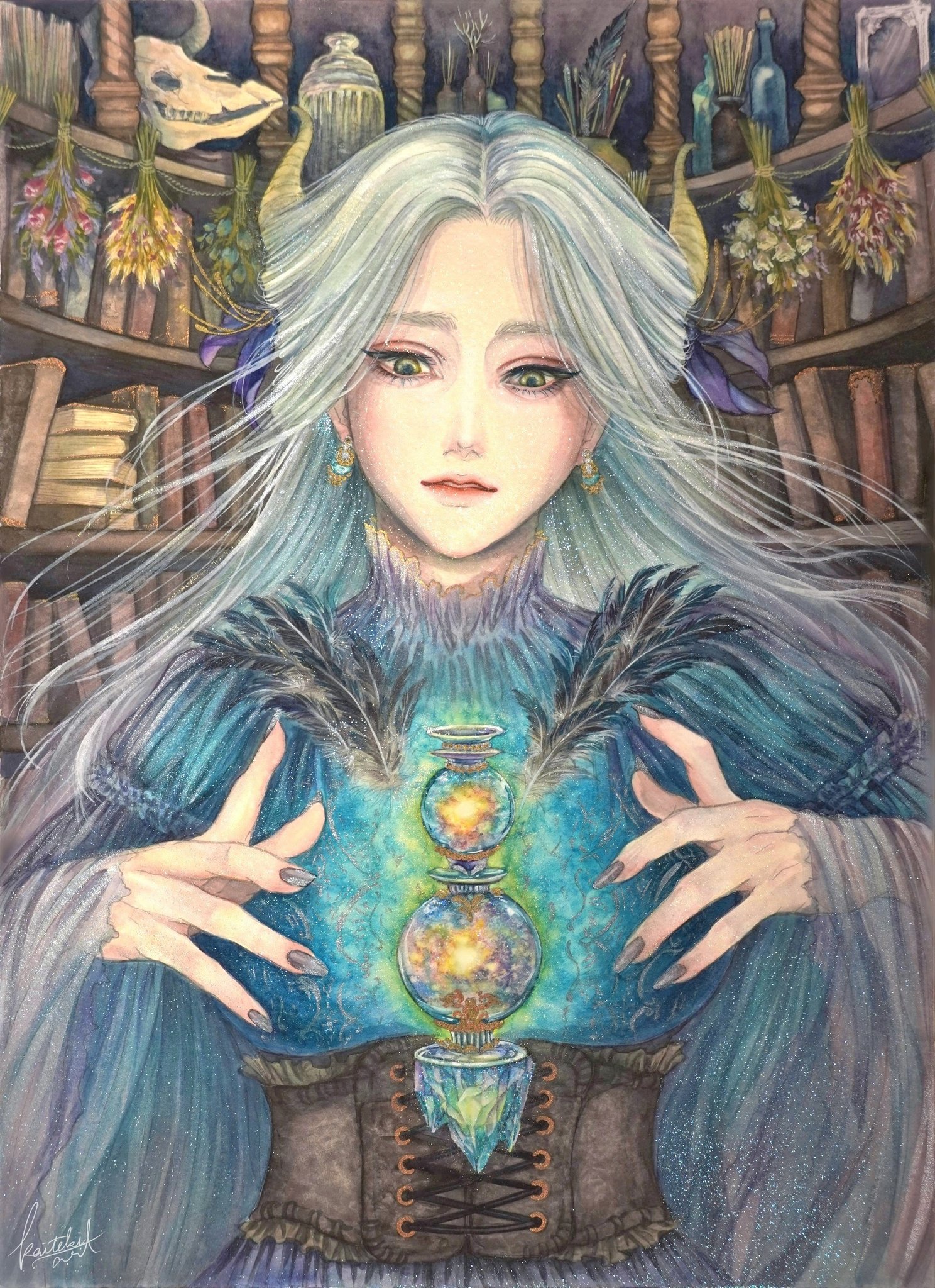 2024年最新海外 ◇翠の水に還る◇手描きイラスト イラスト - イラスト