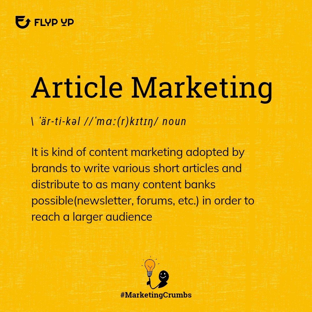 flyp_up's tweet photo. Article Marketing is one of the best ways if your business is looking to reach a wider audience.
#SocialMedia #SocialMediaMarketing #DigitalMarketing #MarketingAndAdvertising #DissectCurates #Twitter #TweetGram #RelatableTweets #Trend #Trending #Topical #TopicalSpot https://t.co/5iHMY5qbGu