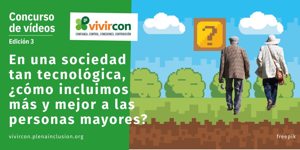 Plenainclusion's tweet photo. 📺¡¡Participa en el concurso de vídeos #VivirCon!!
Gana hasta mil euros. 💵
Graba un vídeo sobre este tema:
En una sociedad tan tecnológica, ¿cómo incluimos más y mejor a las personas mayores?
Fecha límite: 24 de noviembre🗓️
⬇️Más información aquí:
https://t.co/0WjKKu4JWa https://t.co/wg8TxWNk8n