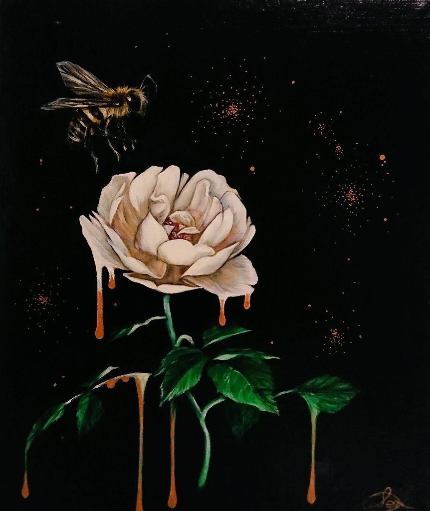 「【メルティフラワー/白薔薇】油絵
白薔薇の花言葉:誠実

#illustrati」|背な毛🦊@本庄セナのイラスト