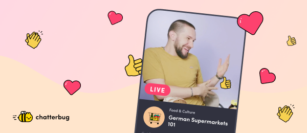 chatterbugapp's tweet photo. Join Chatterbug's Tom and Max at @ExpolinguaB today at 16:15 CET for an interactive talk, quick German lesson, and a sneak peak into Streams! Register for your free ticket here -- https://t.co/Ro8GWgFaqw https://t.co/C9QzV0pl5T