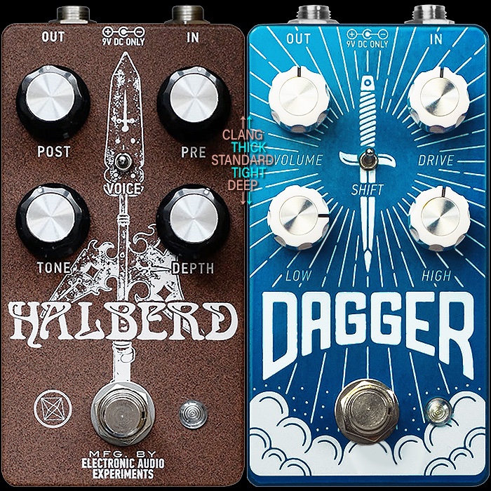 x_pedal's tweet photo. The Electronic Audio Experiments Halberd V2 Transistor Overdrive and Dagger V2 Opamp Distortion are a perfect pair of Versatile Fuzz-Edged Pedalboard Weapons from the John Snyder Armoury - https://t.co/BTst8AjXDg #electronicaudioexperiments #electronicaudioexperimentsdagger https://t.co/KKVwzTBUXl
