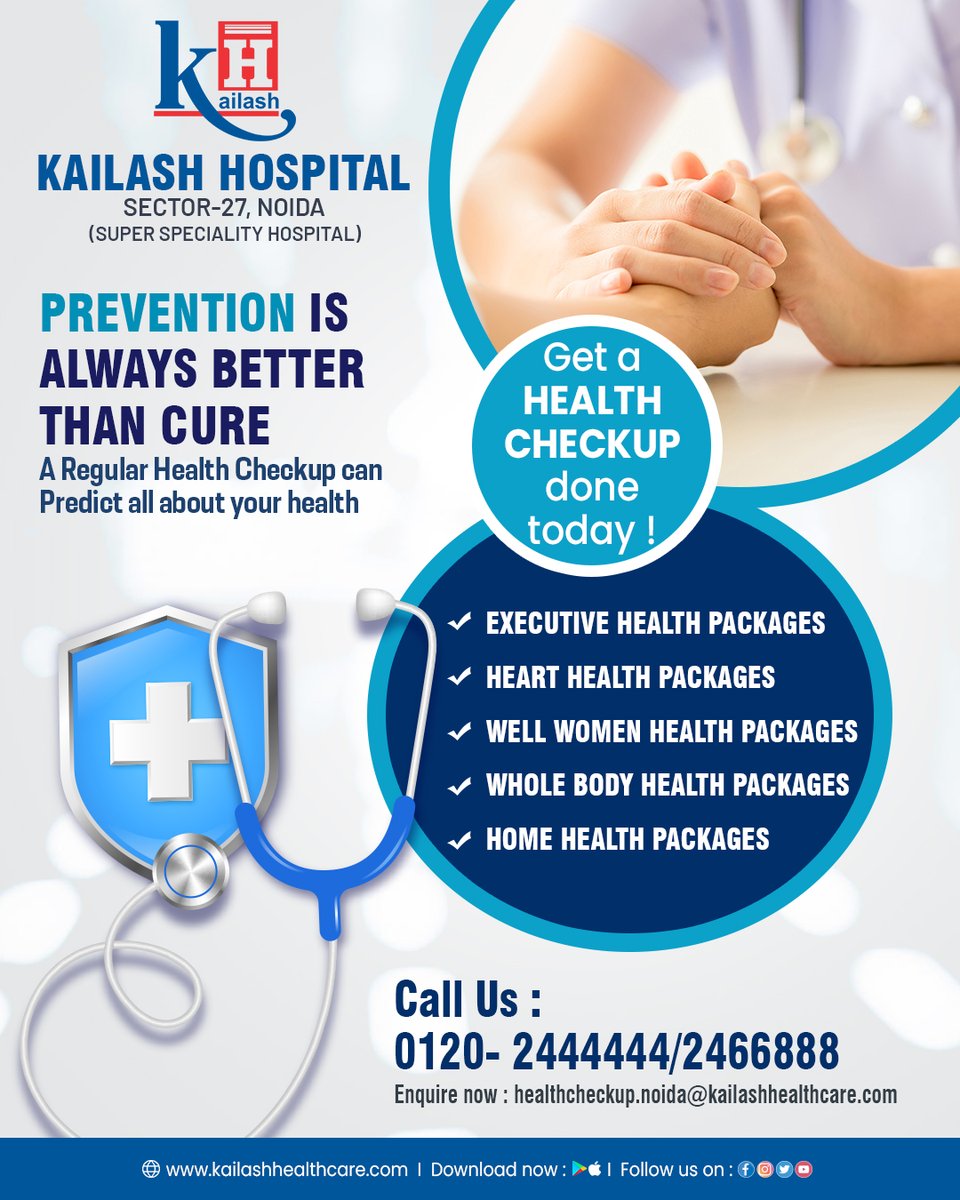 KailashHealth's tweet photo. A Health Checkup can predict all about your Health. 
Prevention is always better than cure.

Get a Health Checkup Done today!
Call us: 0120- 2466666/ 2466888

#PreventiveHealthcheckup #HealthCheck #Healthcare https://t.co/s0tah3RsHb