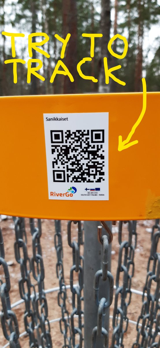 RiverGo3's tweet photo. RiverGo increases environmental awareness. QR-codes in the disc-golf targets #Imatra provide information of River Vuoksi nature. Students learned a new way of acquiring information @sefinruscbc @enicbc https://t.co/DzvAME1b5c
