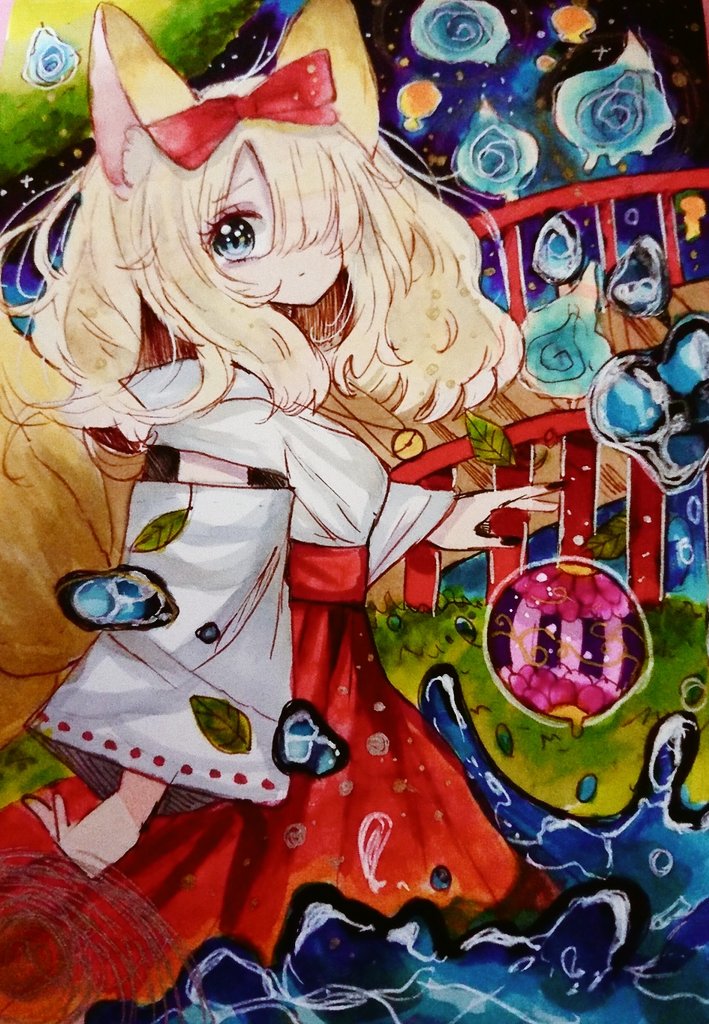 狐火と宴 絵描きさんと繋がりたい コピック イラスト好きな人 ももうさぎ 水彩とコピック のイラスト
