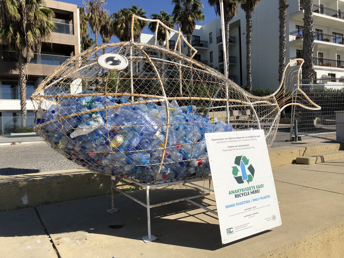 This is so simple &amp; effective - located on the waterfront in Nea Paphos, Cyprus. Such a clear (&amp; practical) message. Whilst we still devour #singleuseplastic, I would love to see one in every port &amp; beach resort - even cities.