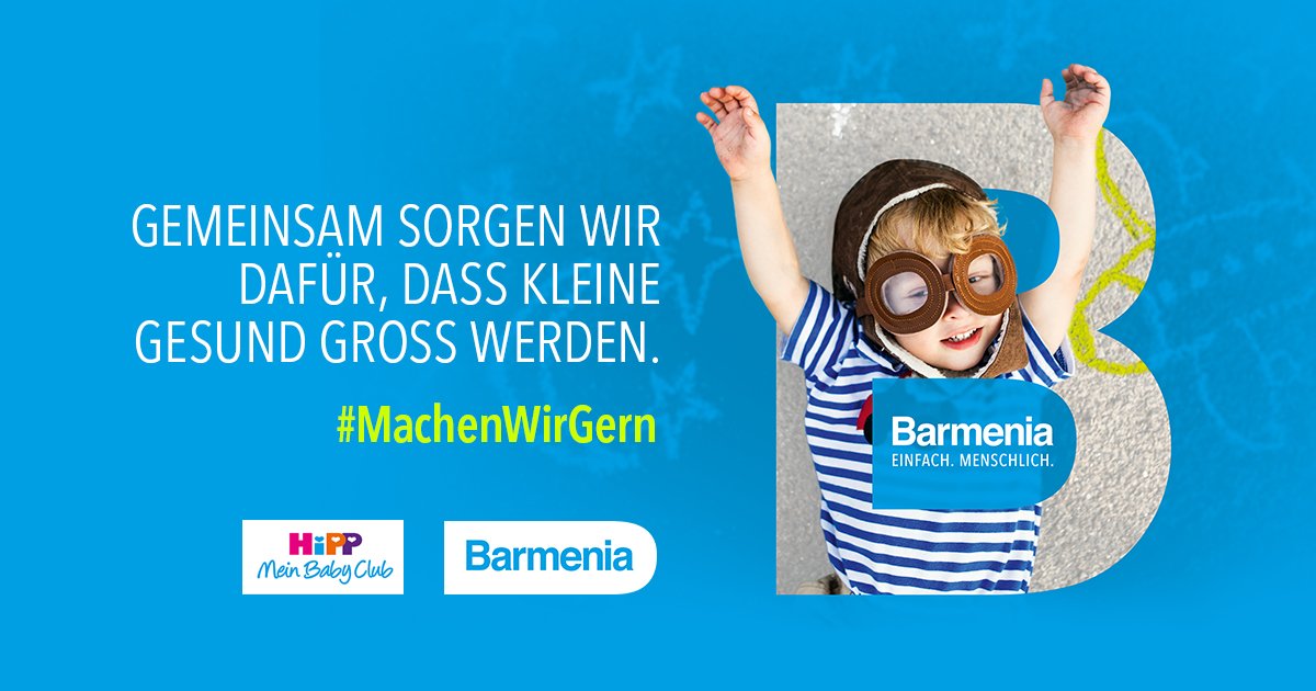 Barmenia's tweet photo. +Kooperation+ Die finanzielle und soziale Absicherung Ihrer Kinder im Falle einer krankheits- oder unfallbedingten Invalidität mit wertvoller Hilfe – das und noch viel mehr erhalten Sie bei uns.💙 Sie sind außerdem Mitglied im HiPP 'Mein BabyClub'? ➡️ https://t.co/SAvR11WTtl https://t.co/zcxOrRQMgB